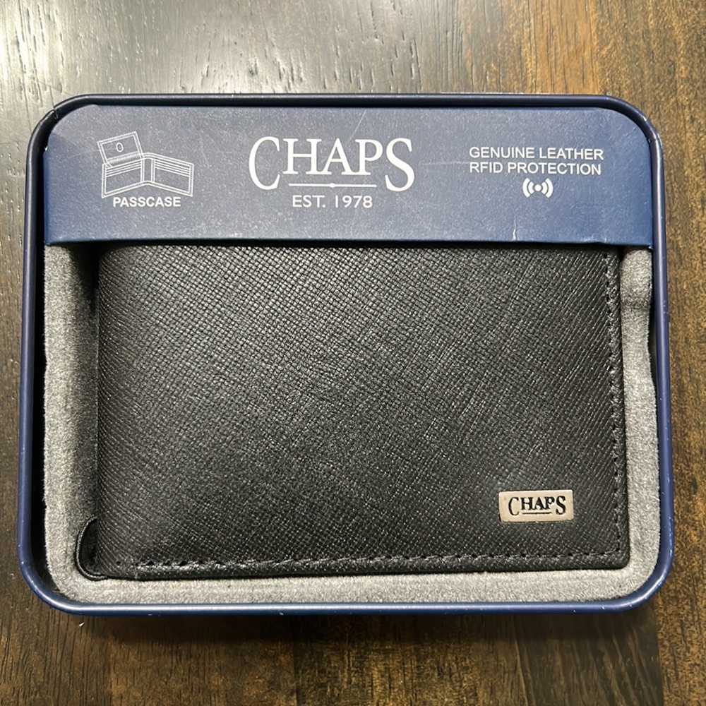 Chaps Leather Wallet. New